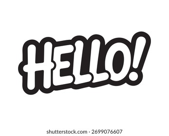 Hallo. Anzeigenelement für Text-Grafik-Illustrationen mit Zeichentricktext
