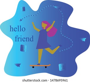 hello friends. Doodle art concept, illustration- Vector