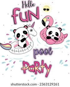 hello fun party pool graphic tees for girl design