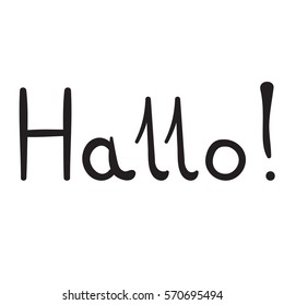 Hello german language on the white background italic