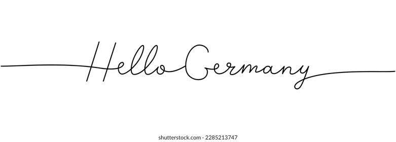 Hello Germany - word with continuous one line. Minimalist drawing of phrase illustration. Germany country - continuous one line illustration
