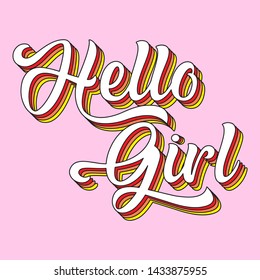 HELLO GIRL TYPOGRAPHY SLOGAN PRINT  VECTOR