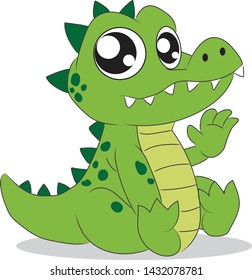 Hello Green Crocodile: Vector Illustration for Print and T-shirt Design
