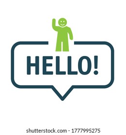 Hello and greetin vector icon concept. Speech bubble Vector Illustration with icon