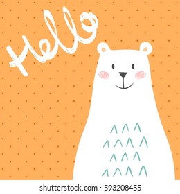 Hello. Greeting card with bears in vector.