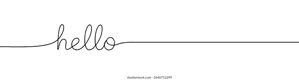 Olá saudar desenho contínuo de uma linha com palavra. Desenho minimalista da ilustração de frase.