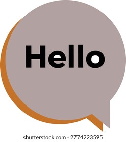 Hello greeting in speech bubble, welcome message icon, social communication sign, friendly conversation chat element, digital meeting startup graphic