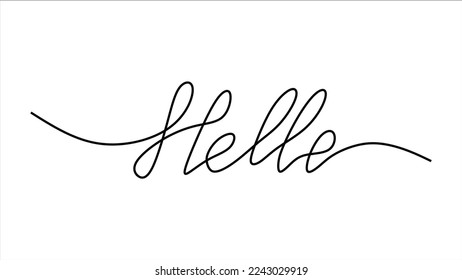 Hello greeting word oneline continuous editable line art