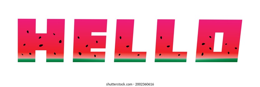 Hola, saludos, fuente de sandía, diseño de vector plano, elemento de concepto, estilo
