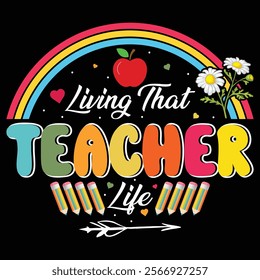 Hello! Guy,Teacher day life apple vector eps T-Shirt Design file