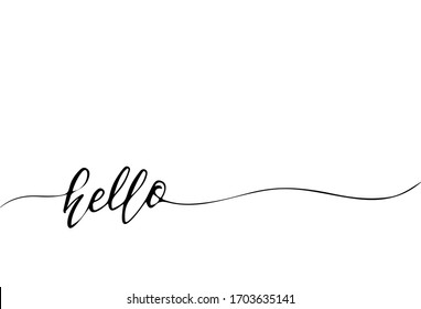 Hello Hand Drawn Endless Calligraphy. Black Simple Lettering for Print and Banners. T-shirt design template.