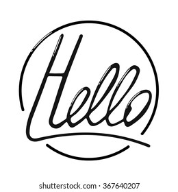 Hello. Hand drawn lettering card. Banner, t-shirt design