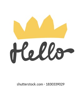 Hello. Hand drawn lettering logo for social media content