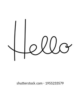 Hello hand drawn lettering vector illustration on white background