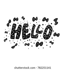 Hello. Hand drawn lettering. Vector card.