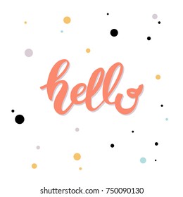 Hello. Hand drawn lettering word. Stock vector
