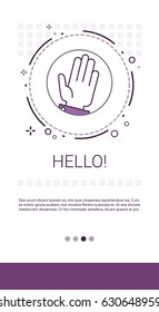 Hello Hand Gesture Greeting Banner Vector Illustration