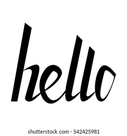 Hello hand lettering. Modern calligraphy Hello. Hello inscrition. Brush Pen lettering isolated on white background.