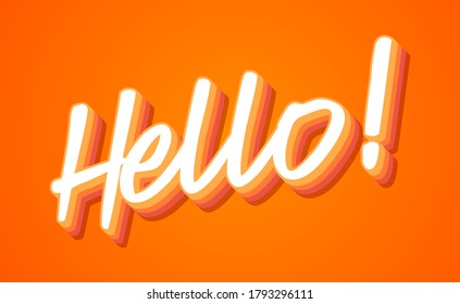 Hello hand lettering with orange and yelllow colors vector illustration