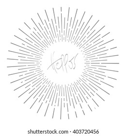 Hello hand lettering, retro doodle style calligraphic headline in vector.