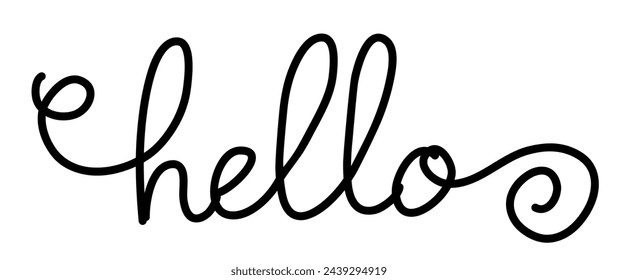 Hello hand lettering text black on white background. Modern calligraphy style 