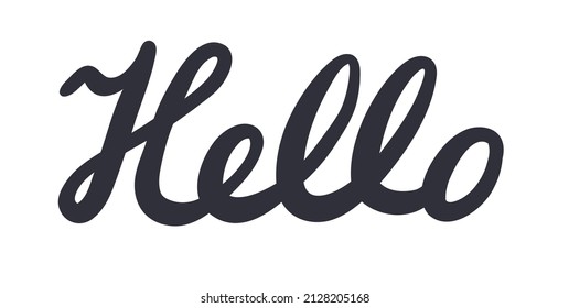 Hello. Hand lettering vector design isolated on a white.