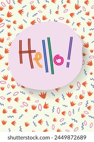 Hello  hand logotype, badge typography icon. Lettering  for greeting card, invitation template. Vintage lettering banner poster template background