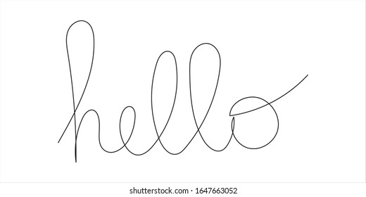 Hello. Hand painted lettering. Calligraphy. Vector illustration isolated on white background. World hello day, November 21 Funny. Design element for poster, card, t shirt, banner or wallpaper
