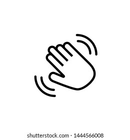 Hello Hand With Waves Icon. Hand Goodbye Emoji Linear Sign. Hi Isolated Symbol. EPS 10