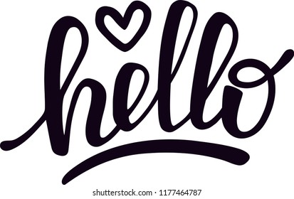 Hello handdrawn lettering vector