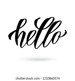 Hello handlettering inscription. Lettering for insta and web, prints and posters. Vector illustration.