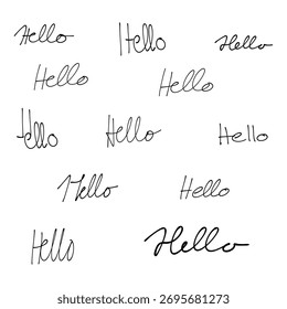 Olá. Manuscrito e rabiscos. Plano de fundo isolado.