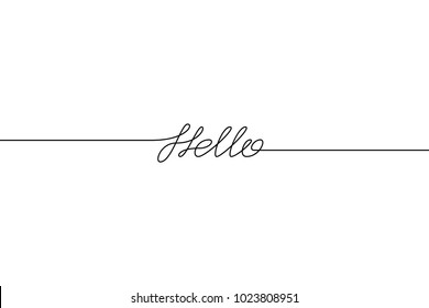 HELLO handwritten inscription. Hand drawn lettering. alligraphy. One line drawing of phrase. Vector illustration