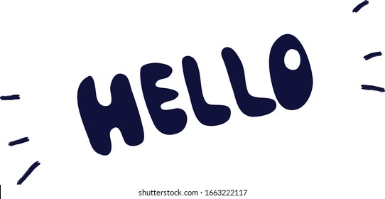 Hello handwritten text, grunge hip-hop. English second language course vector illustration