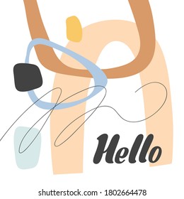 Hello. Handwritten vector Lettering in minimal abstract style