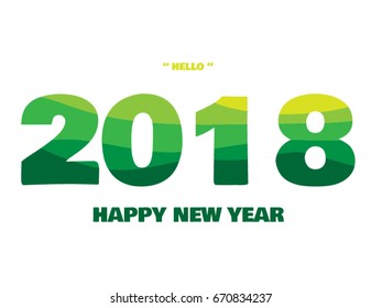 HELLO HAPPY NEW YEAR 2018, Yellow and Green Color.