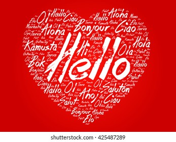 Hello Heart word cloud in different languages of the world, background concept