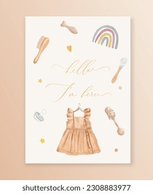 Hello I am here. Baby shower newborn card