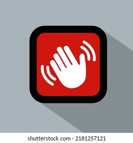 Hello hi or goodbye hand symbol. hand waving emoticon icon