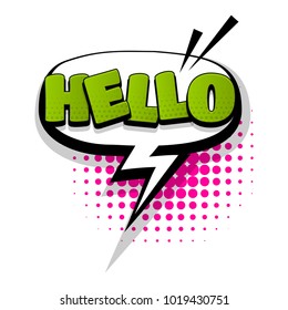 Hello, hi, hey hand drawn pictures effects. Template comics speech bubble halftone dot background. Pop art style. Comic dialog cloud, space text pop-art. Creative idea conversation sketch explosion.