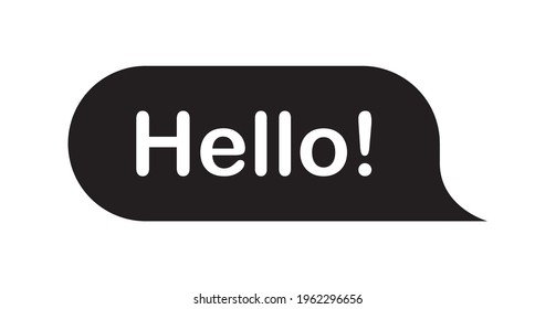 Hello, Hi quote bubble message. Speech Word Hello. Greeting text sign. Black bubble Isolated on white background. Vector illustration.