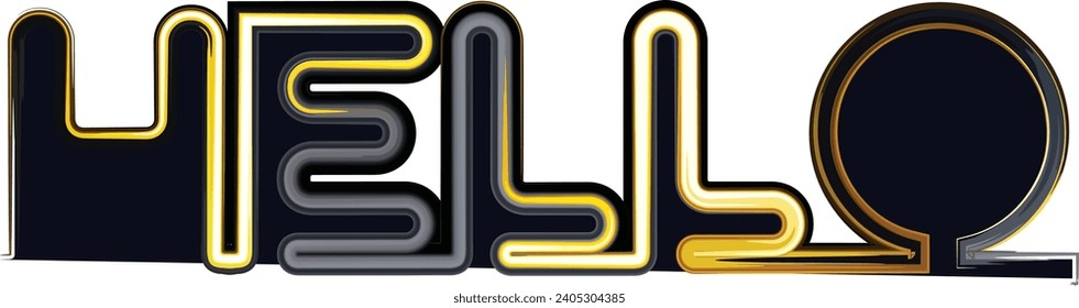 Hello, Hi speech bubble in cartoon style 3d bold concept. Modern White bubble with message Text Hello , yellow background for banner, poster, sticker