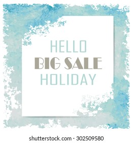 Hello holiday light blue tone background on vintage mid year sale