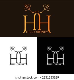Hello honey bee creative minimal logo design