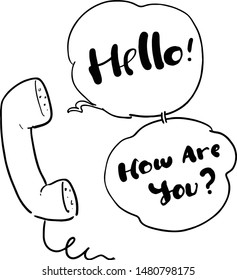 hello icon hand drawn white background