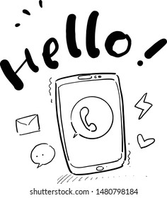 hello icon hand drawn white background