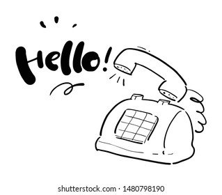 hello icon hand drawn white background