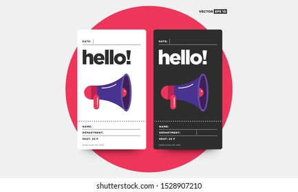 Hello ID Tag Card with Megaphone for Meetings and Seminars