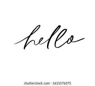 Hello ink brush vector lettering. Friendly greeting, modern appeal, hi word variation handwritten calligraphy. Casual talk, conversation start, positive salutations isolated on white background