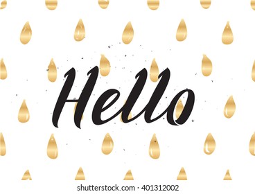 Hello inscription. Greeting card with calligraphy. Hand drawn lettering design. Photo overlay. Typography for banner, poster or apparel design. Vector typography.